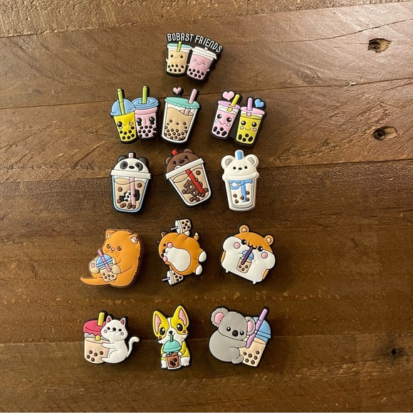 13 Assorted Boba Lovers Crocs Charm Piece Set - Picture 2 of 5